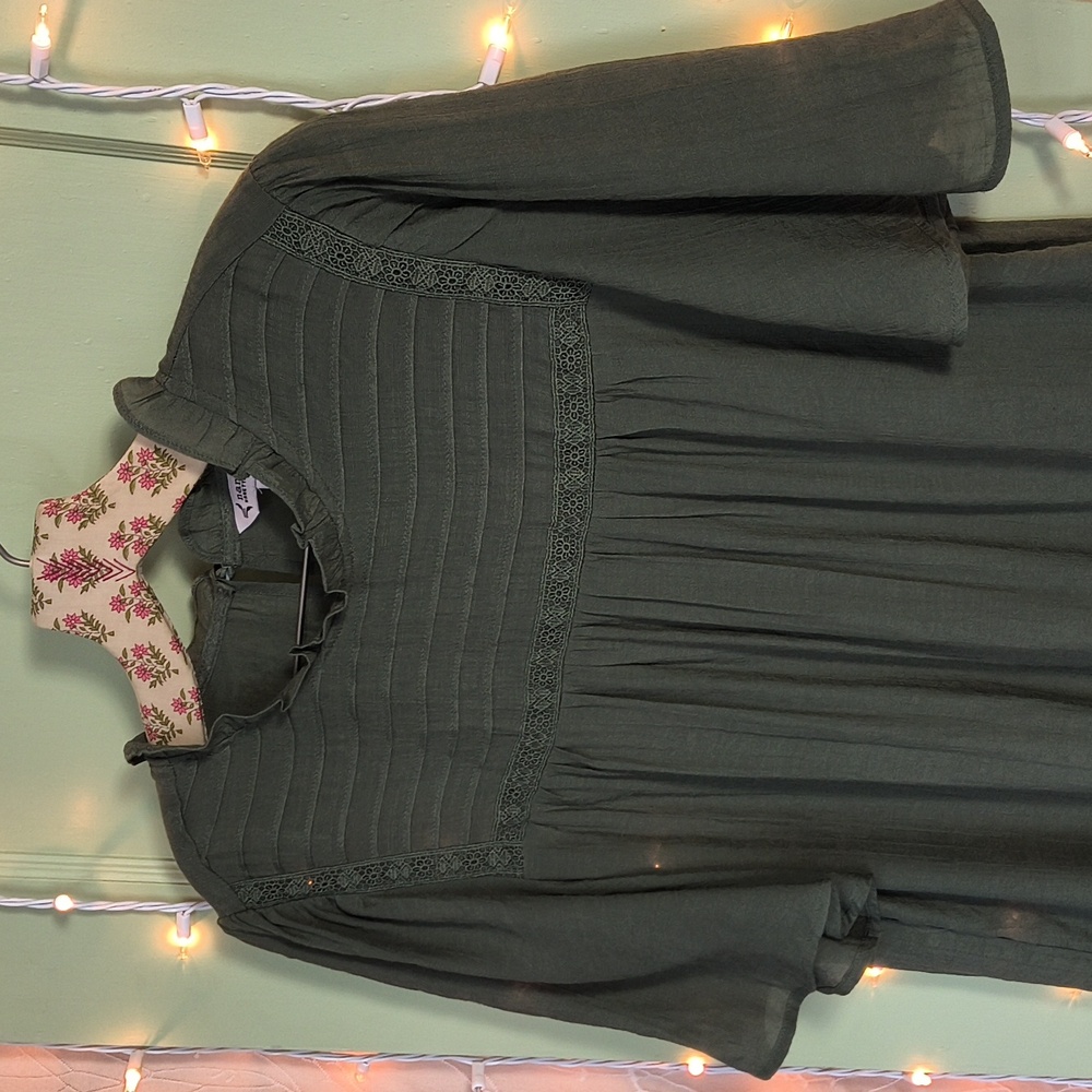 Women's Nanette Lepore Olive Green Lightweight Blouse L - Picture 5 of 13